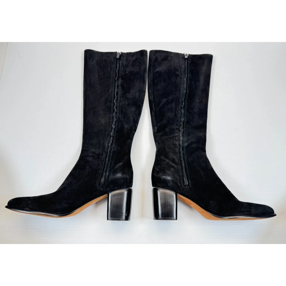 Vince Suede Maggie Tall Knee Dress Boots‎ Women 11M NWOB $417 Zip Closure Balck